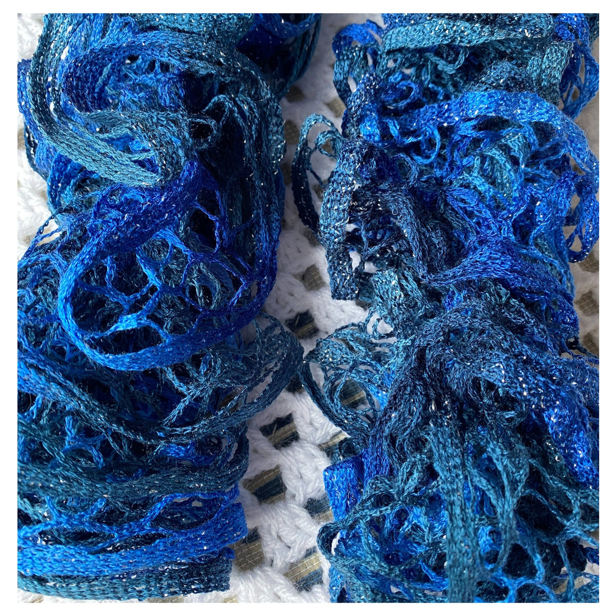 Lacy and Glittery Blue Scarf