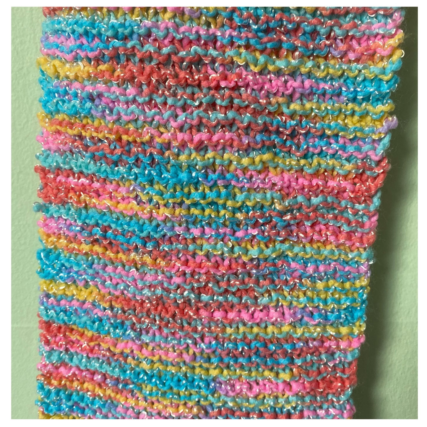 Brightly Coloured Sparkly Knitted Scarf