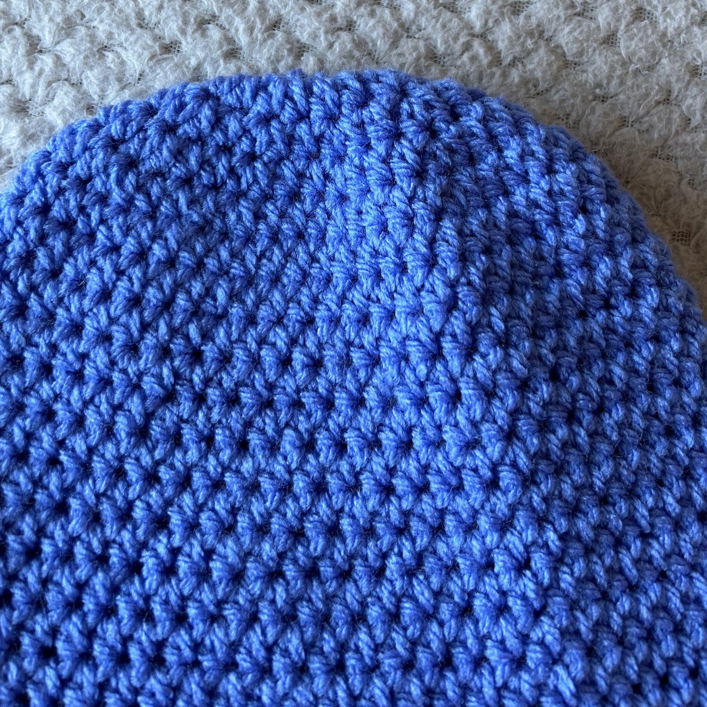 Handmade Crochet Slouchy Beanie: Bluebell Shell Border Hat