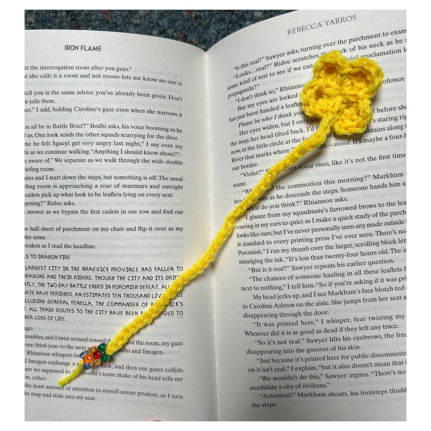 Custom Crochet Yellow Flower Bookmark