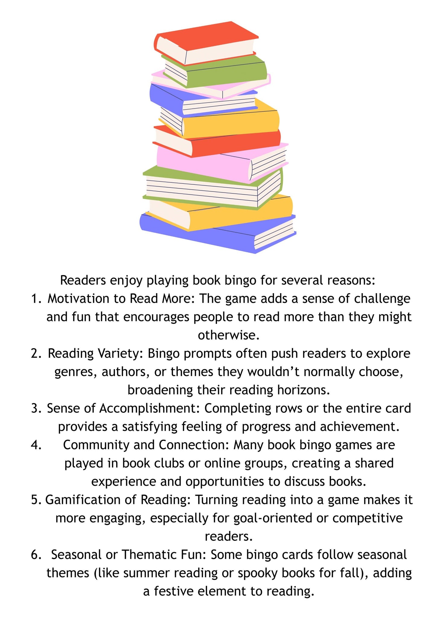 Mini Book Bingo: Colorful Reading Challenge, Book Club Game (PDF)