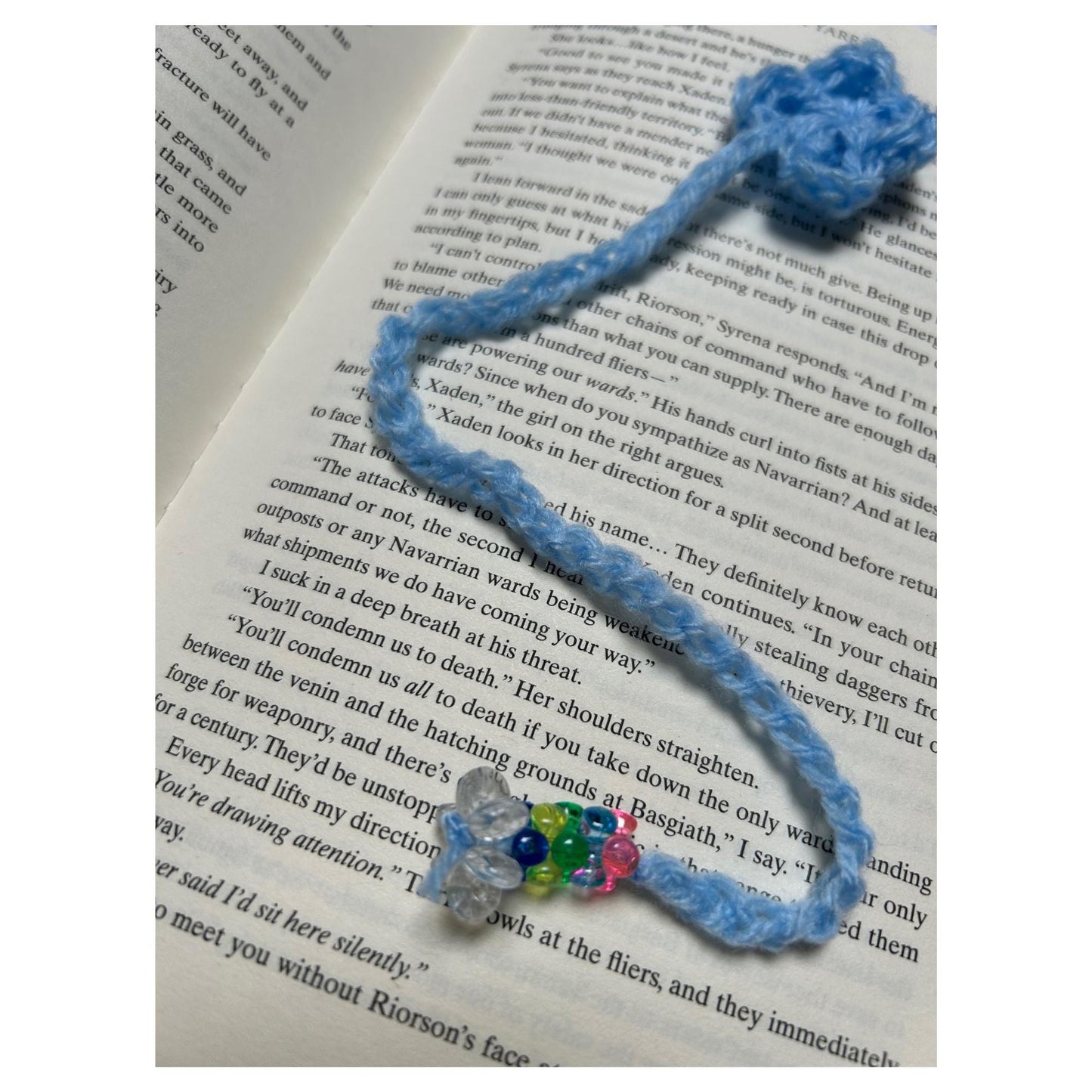 Custom Crochet Blue Floral Bookmark: Beaded Handmade Reader Gift