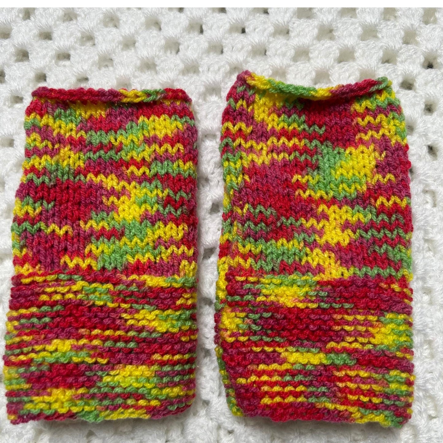 Bright Colour Hand Knit Fingerless Gloves