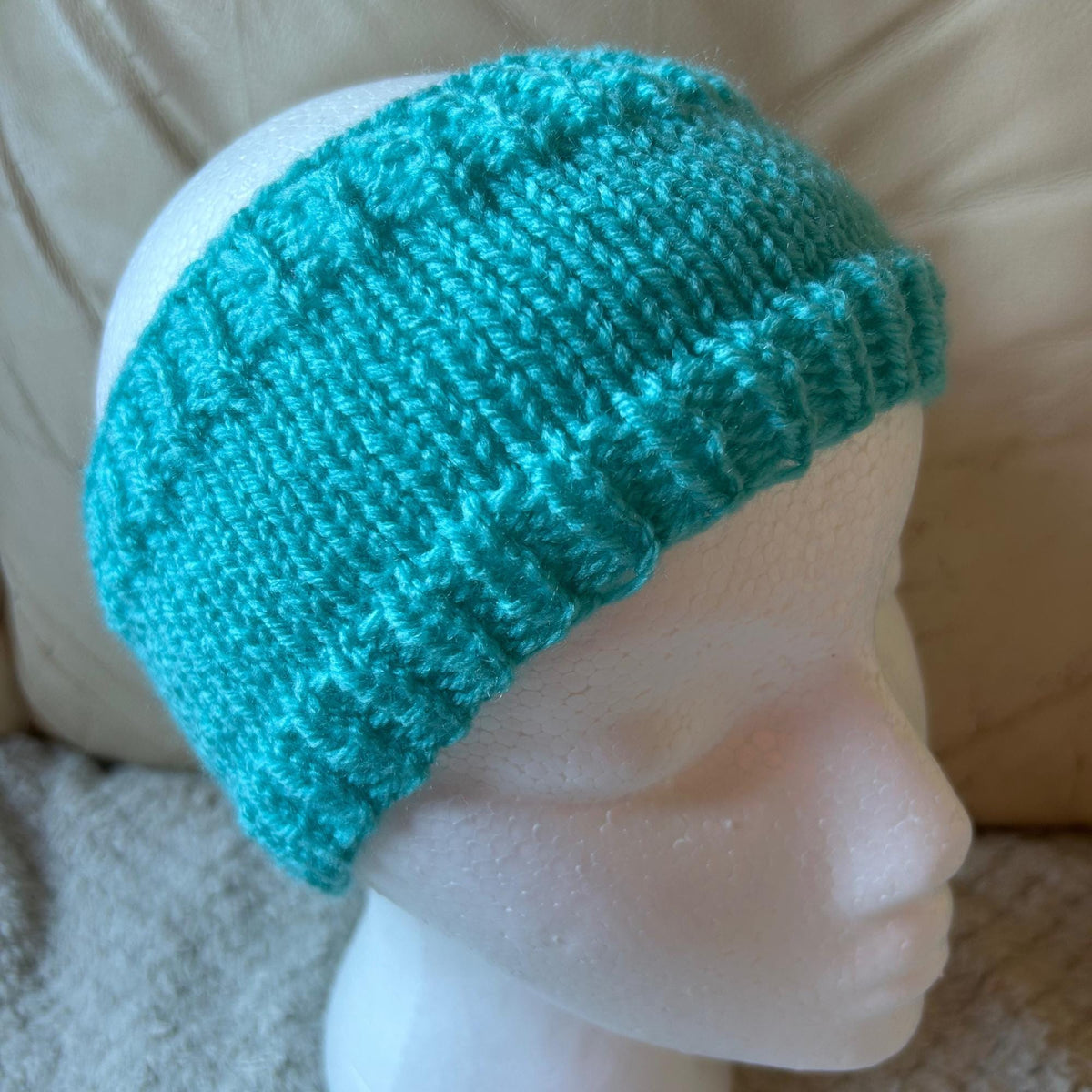 Turquoise Blue Hand Knitted Headband for Women and Girls