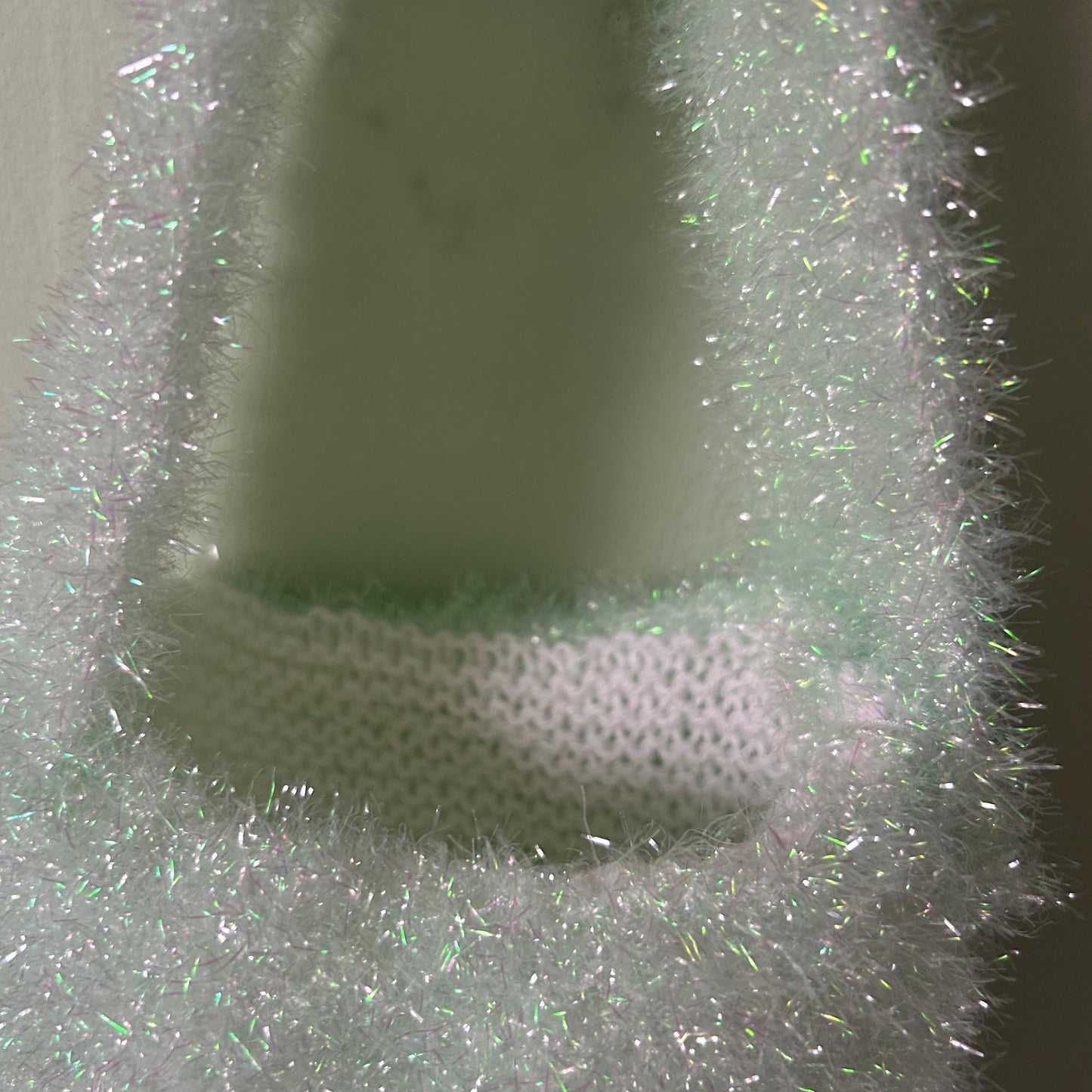Green Tinsel Effect Knitted Purse, Glass Silk Yarn Bag, Night Out Accessory