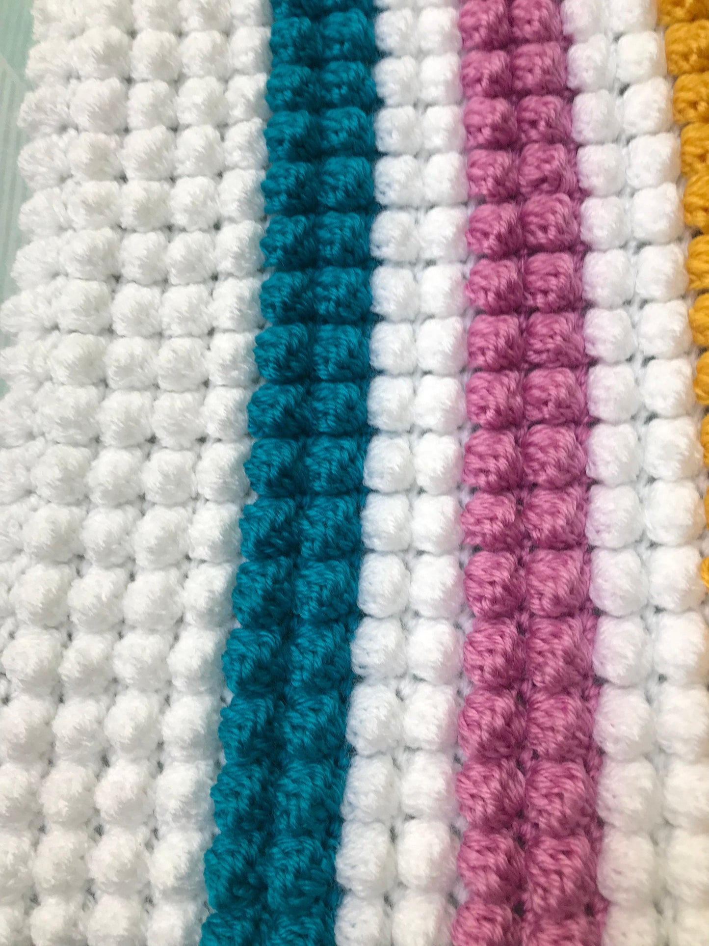 Crocheted Bobble Rainbow Blanket: Striped Baby Pram Throw