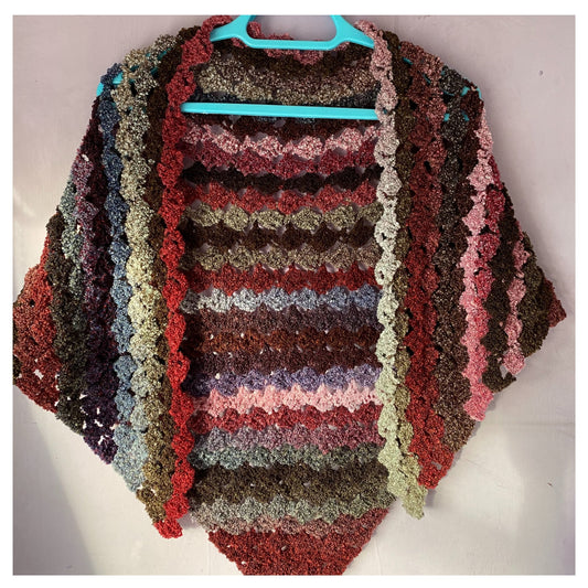 Lightweight Autumn Colours Lacy Shawl Wrap