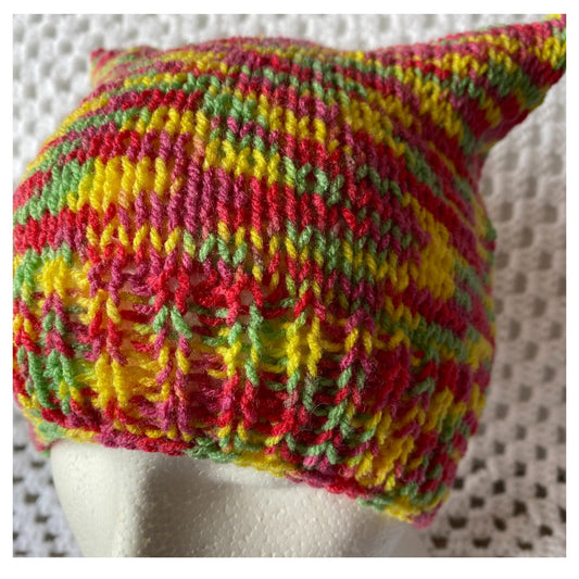 Beginner Friendly Kitty Kat Animal Ears Hat Knitting Pattern PDF