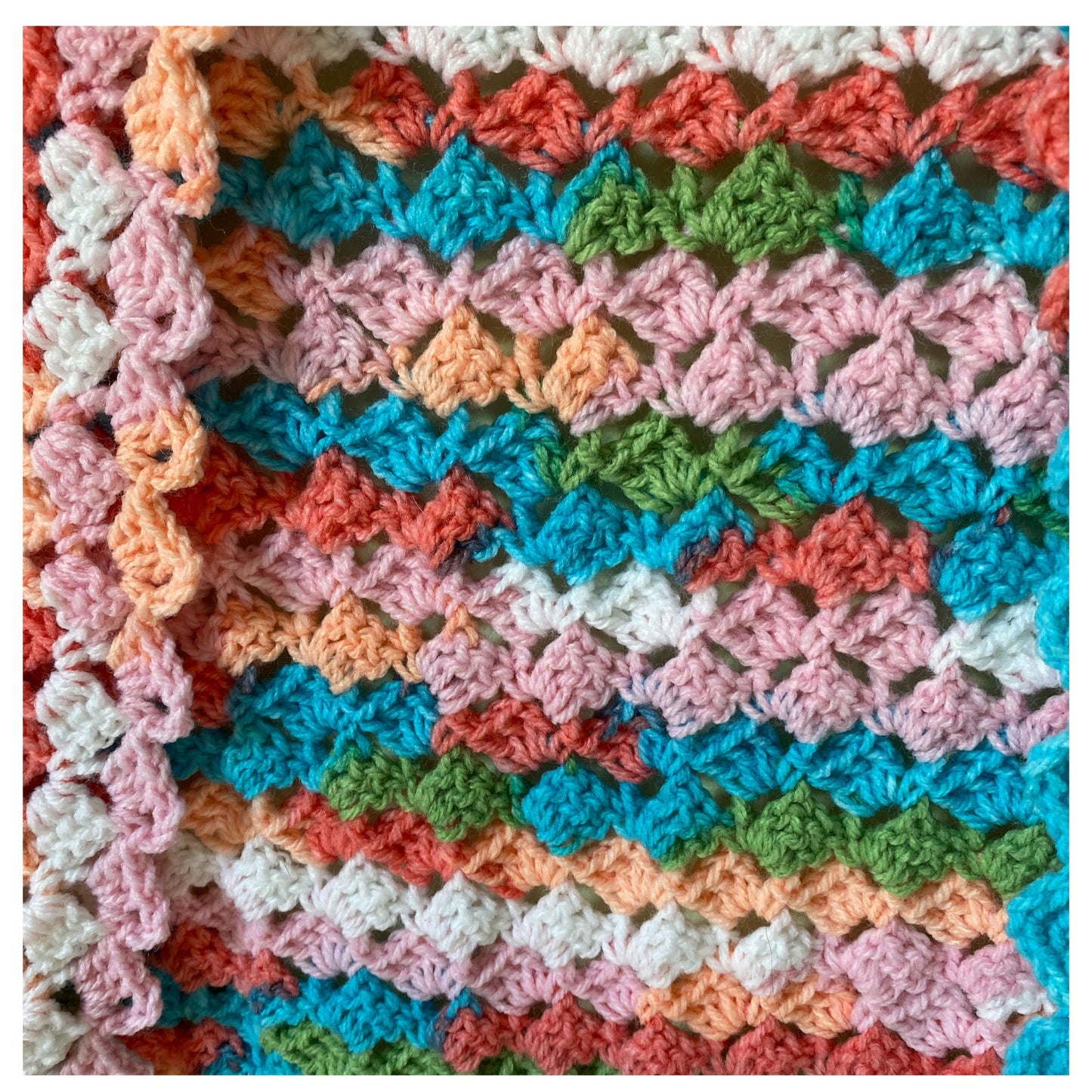 Handmade Crocheted Triangle Shawl: Pastel Aran Acrylic Wrap