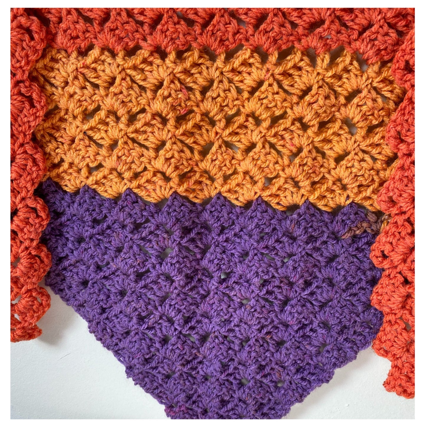 Striped Bright Rainbow Crocheted Triangle Shawl Wrap