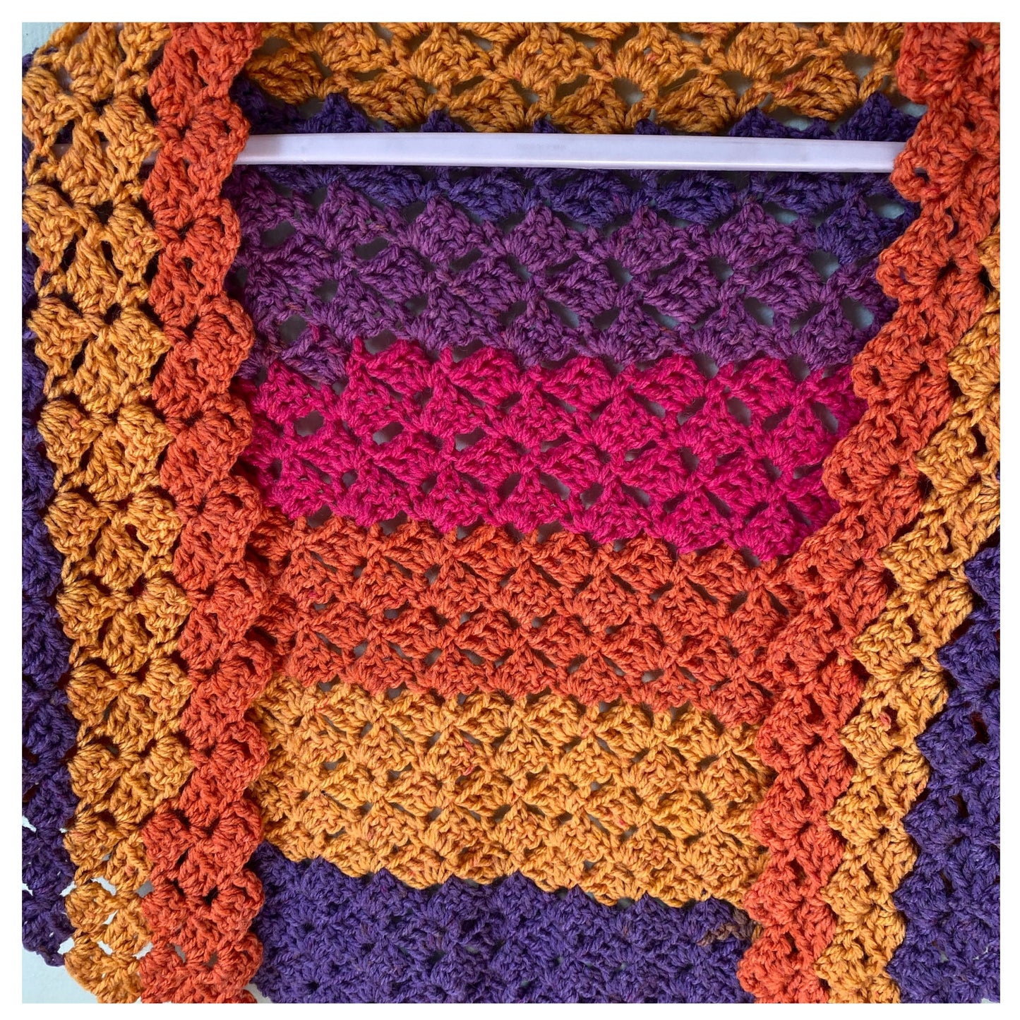 Striped Bright Rainbow Crocheted Triangle Shawl Wrap