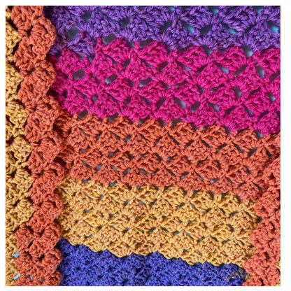 Striped Bright Rainbow Crocheted Triangle Shawl Wrap