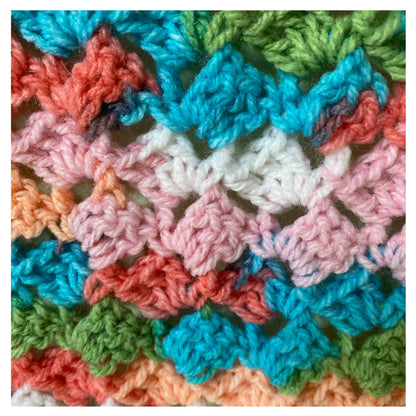 Handmade Crocheted Triangle Shawl: Pastel Aran Acrylic Wrap