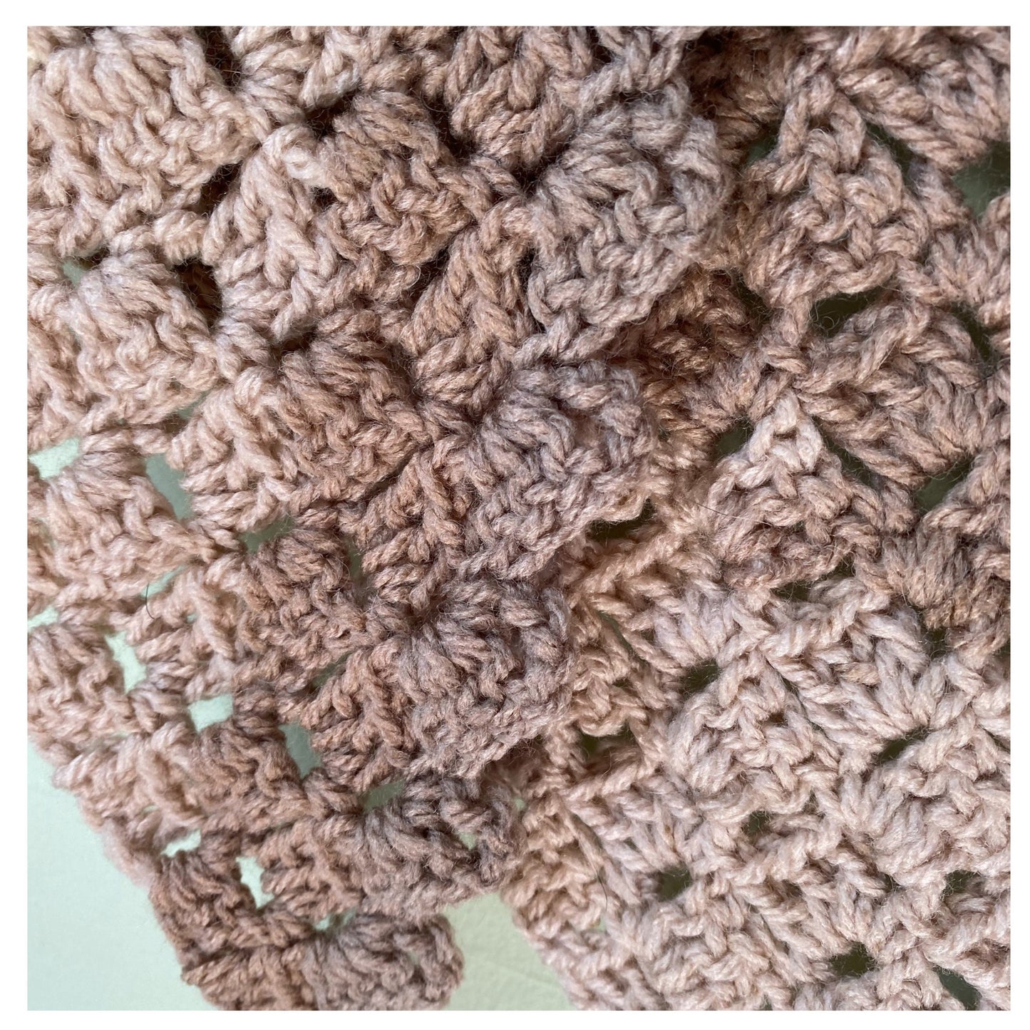 Striped Sandy Brown and Tan Triangle Aran Crocheted Shawl