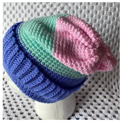 Summer Time Pastel Ice Cream Coloured Beanie Hat