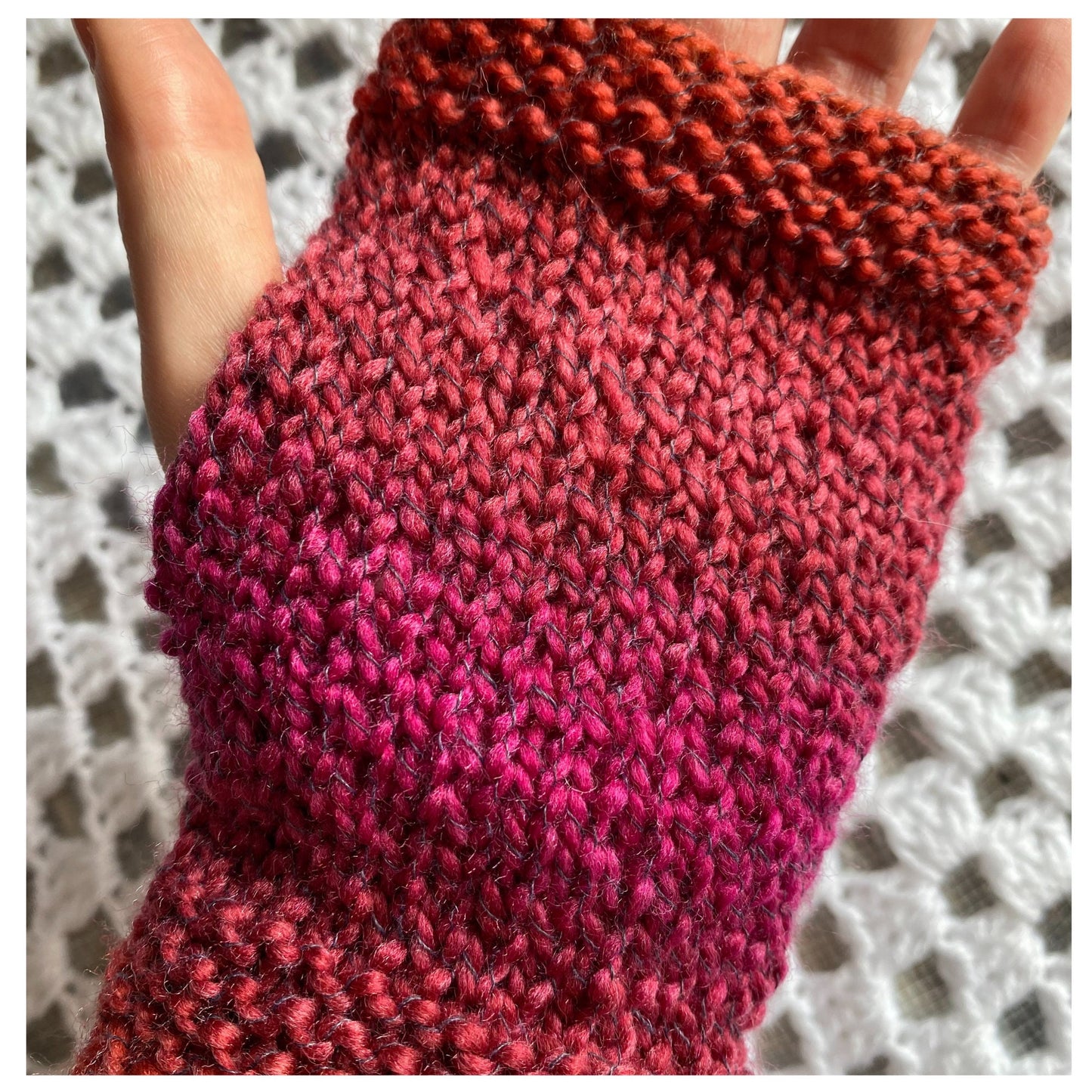 Hand-Knit Autumn Fingerless Gloves: Brown, Orange, Yellow Mittens