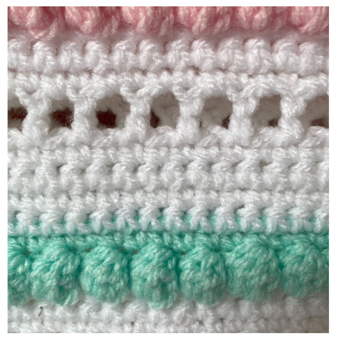 Crochet Shawl Pattern: Bobbles and Stripes with Fringe (PDF Pattern)