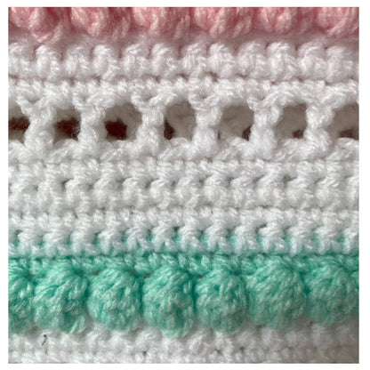Crochet Shawl Pattern: Bobbles and Stripes with Fringe (PDF Pattern)