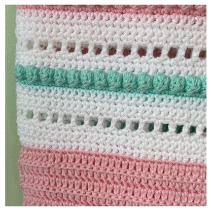 Crochet Shawl Pattern: Bobbles and Stripes with Fringe (PDF Pattern)