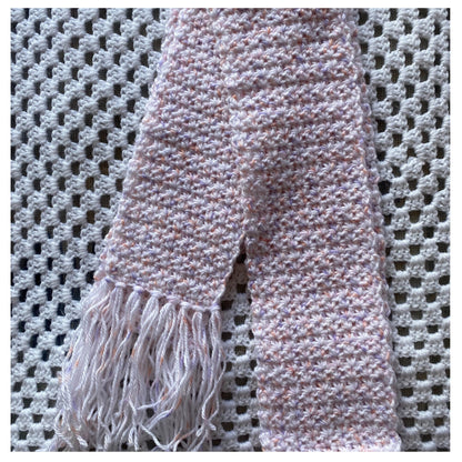 White Fringed Scarf with Pastel Speckles