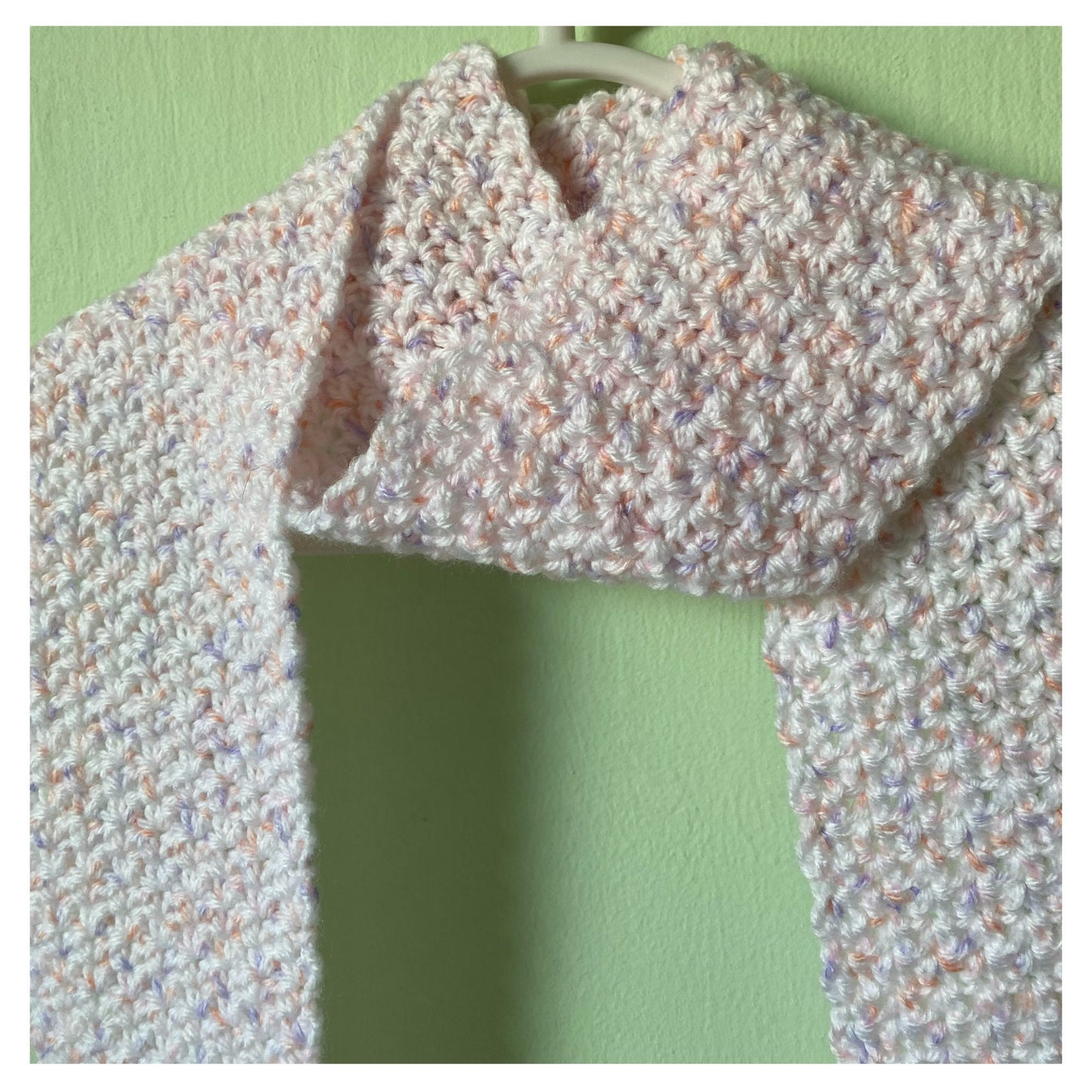 White Fringed Scarf with Pastel Speckles