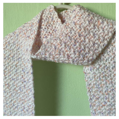 White Fringed Scarf with Pastel Speckles