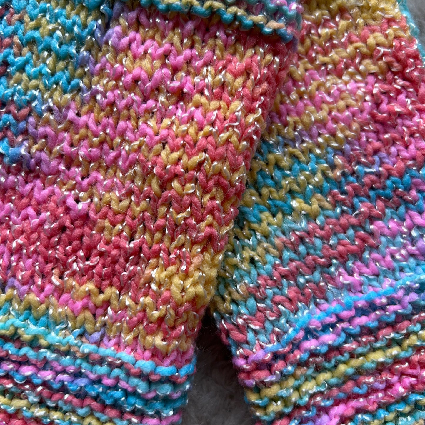 Hand Knit Fingerless Gloves, Pastel Glitter, OOAK Woman's Gloves