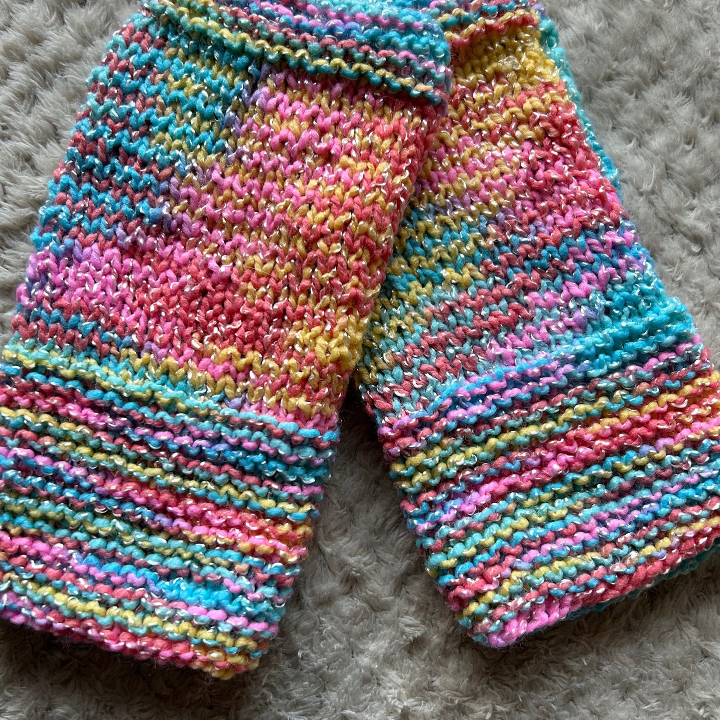 Hand Knit Fingerless Gloves, Pastel Glitter, OOAK Woman's Gloves