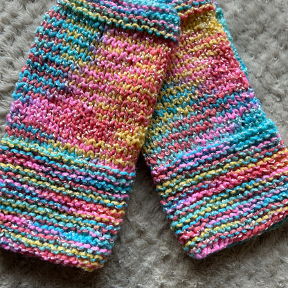 Hand Knit Fingerless Gloves, Pastel Glitter, OOAK Woman's Gloves