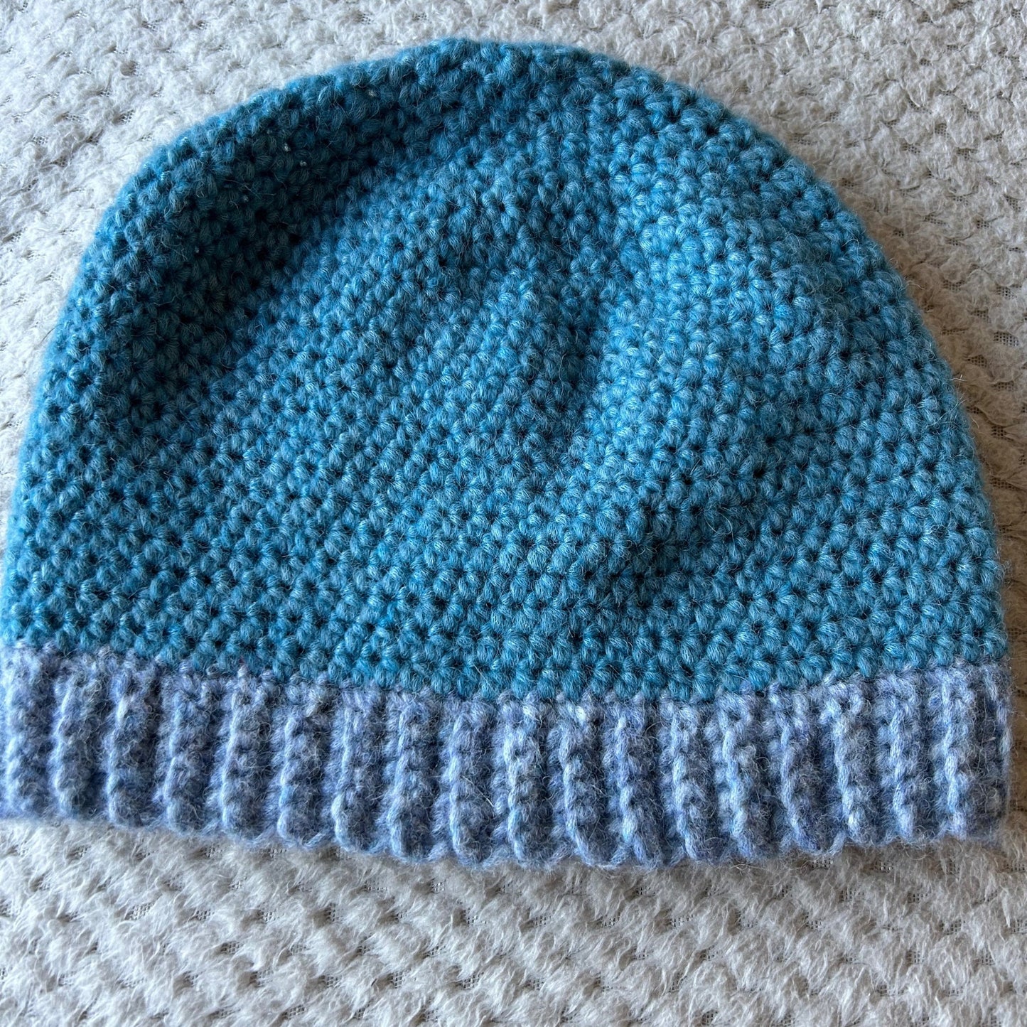 Blue Crocheted Alpaca Beanie: Unisex Winter Hat