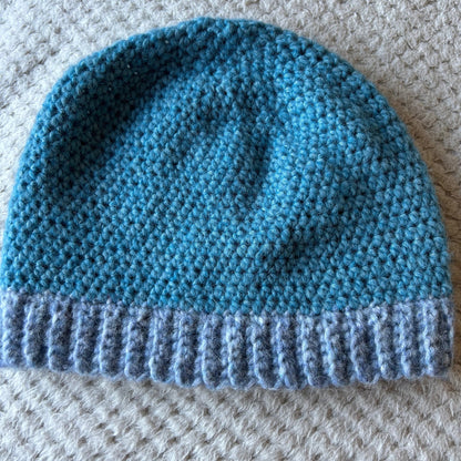 Blue Crocheted Alpaca Beanie: Unisex Winter Hat