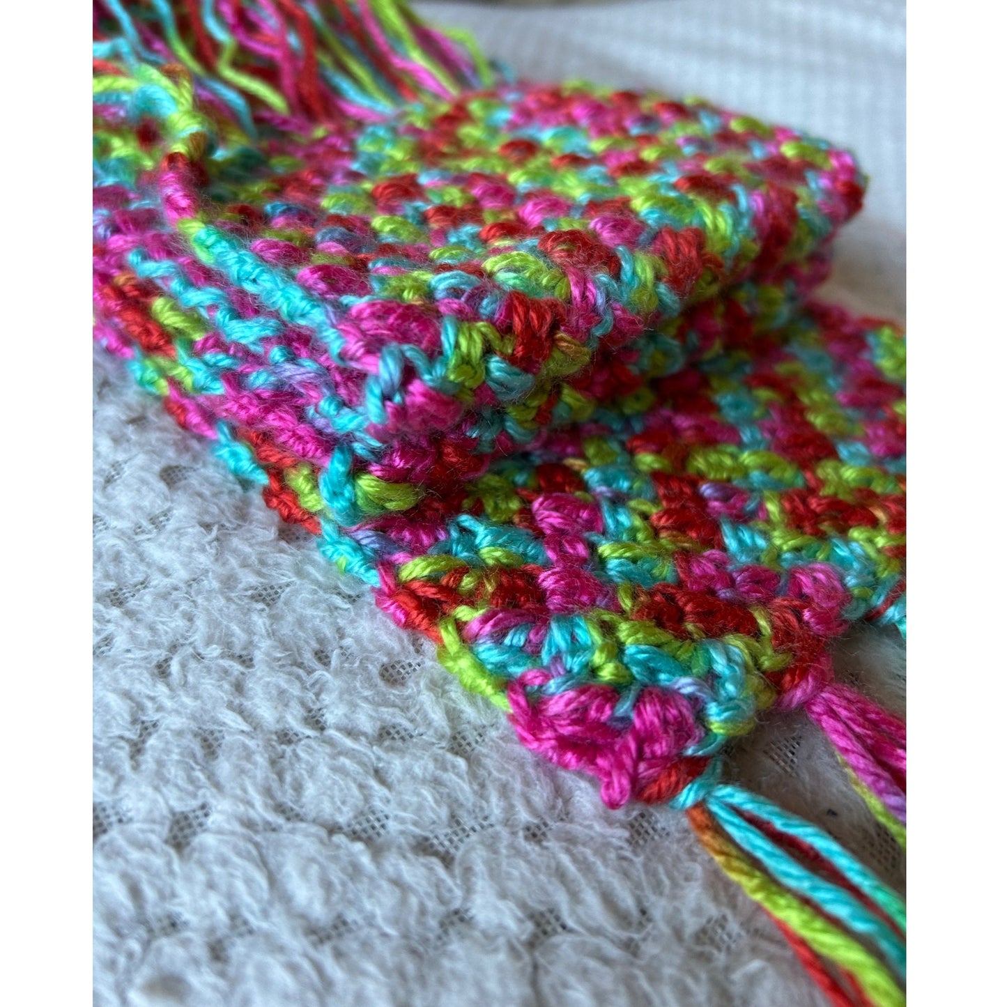 Crocheted Colorful Scarf: Vivid Handmade Neck Warmer