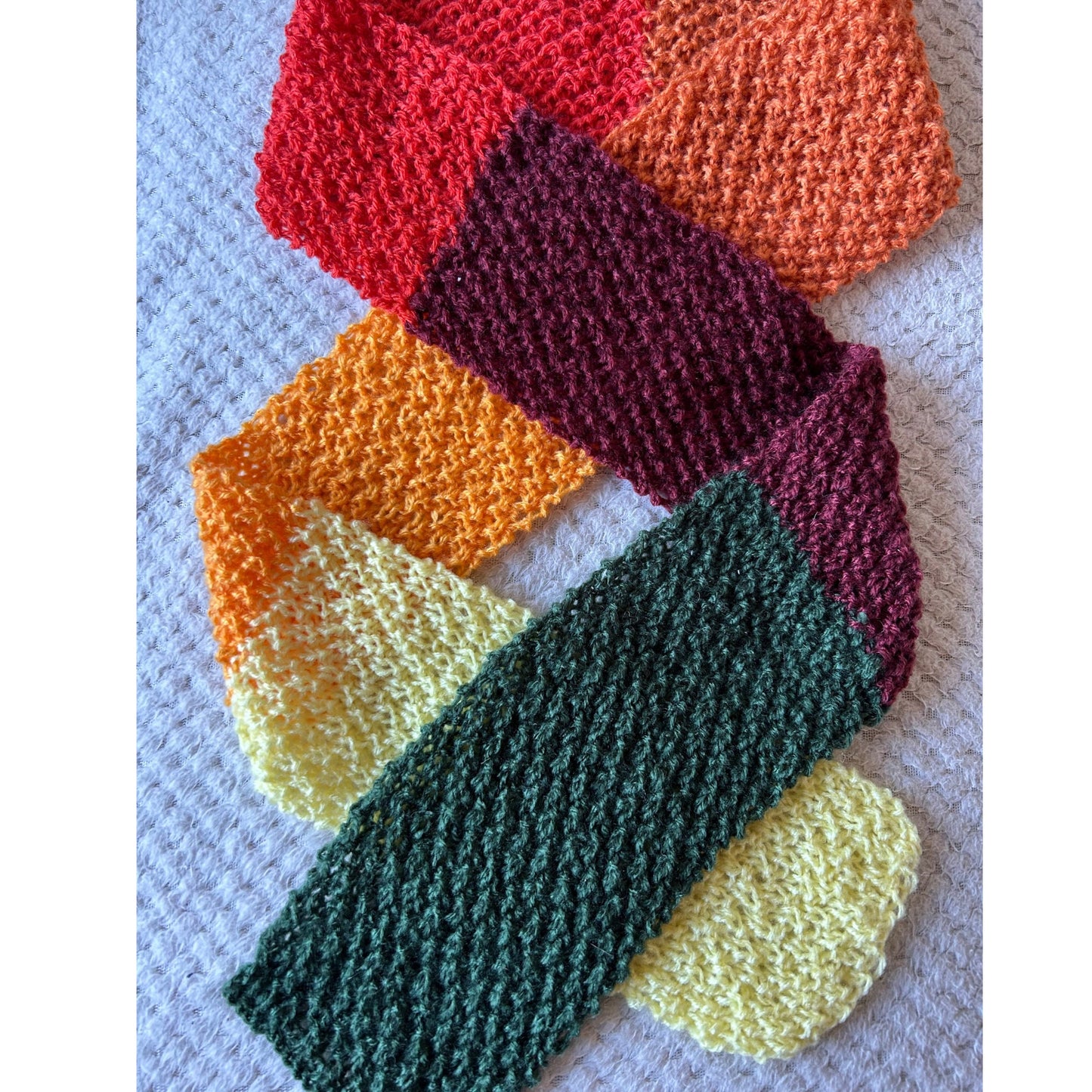 Handmade Autumn Striped Knit Scarf, Fall Colors