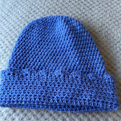 Handmade Crochet Slouchy Beanie: Bluebell Shell Border Hat