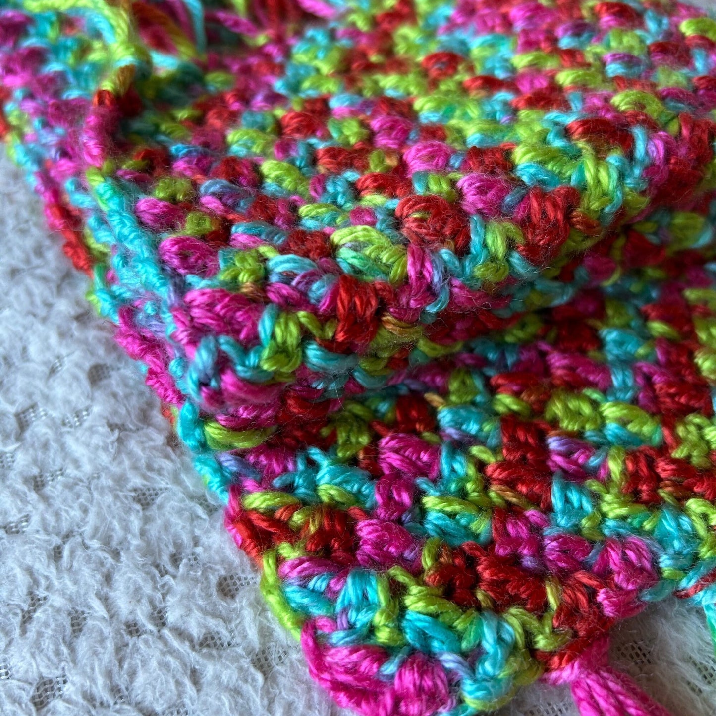 Crocheted Colorful Scarf: Vivid Handmade Neck Warmer