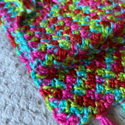 Crocheted Colorful Scarf: Vivid Handmade Neck Warmer