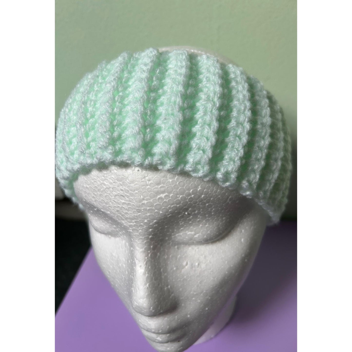 Hand-Crocheted Mint Green Ribbed Headband: Cosy Ear Warmer