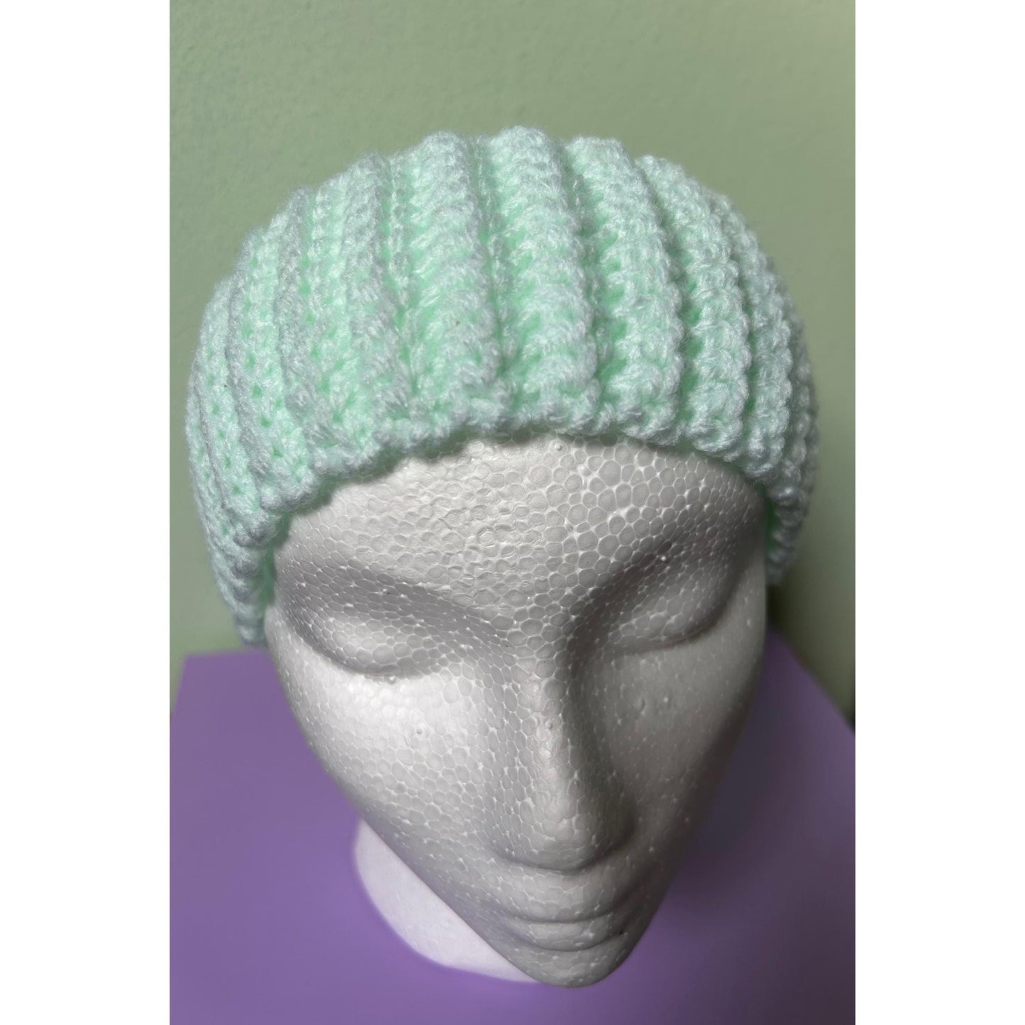 Hand-Crocheted Mint Green Ribbed Headband: Cosy Ear Warmer