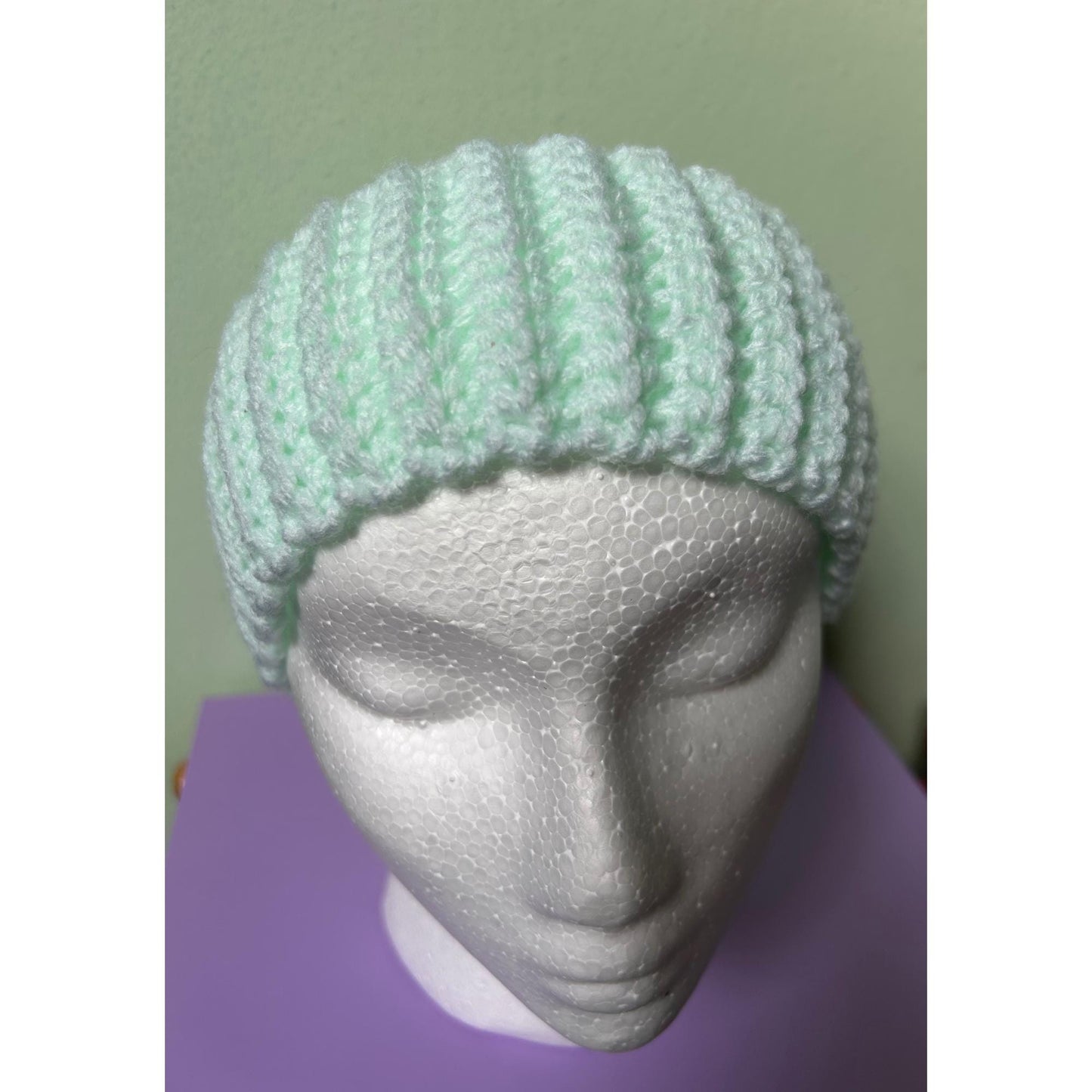 Hand-Crocheted Mint Green Ribbed Headband: Cosy Ear Warmer