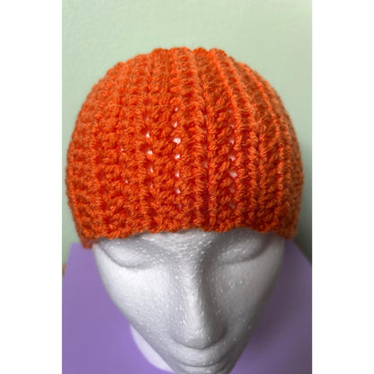 Hand-Crocheted Orange Headband: Ribbed Autumn Ear Warmer