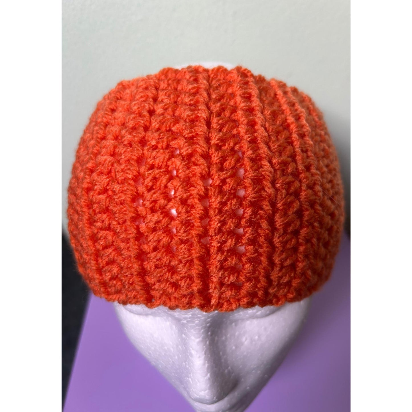 Hand-Crocheted Orange Headband: Ribbed Autumn Ear Warmer