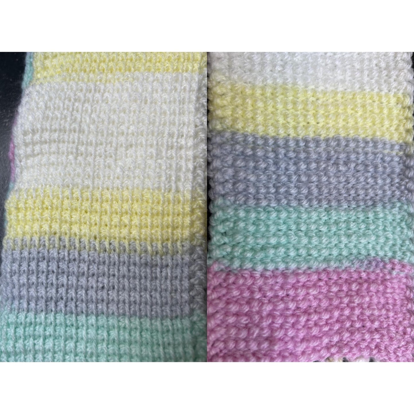 Pastel Crochet Scarf: Handmade Tunisian Stitch Acrylic Fringe Scarf