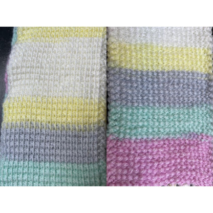 Pastel Crochet Scarf: Handmade Tunisian Stitch Acrylic Fringe Scarf