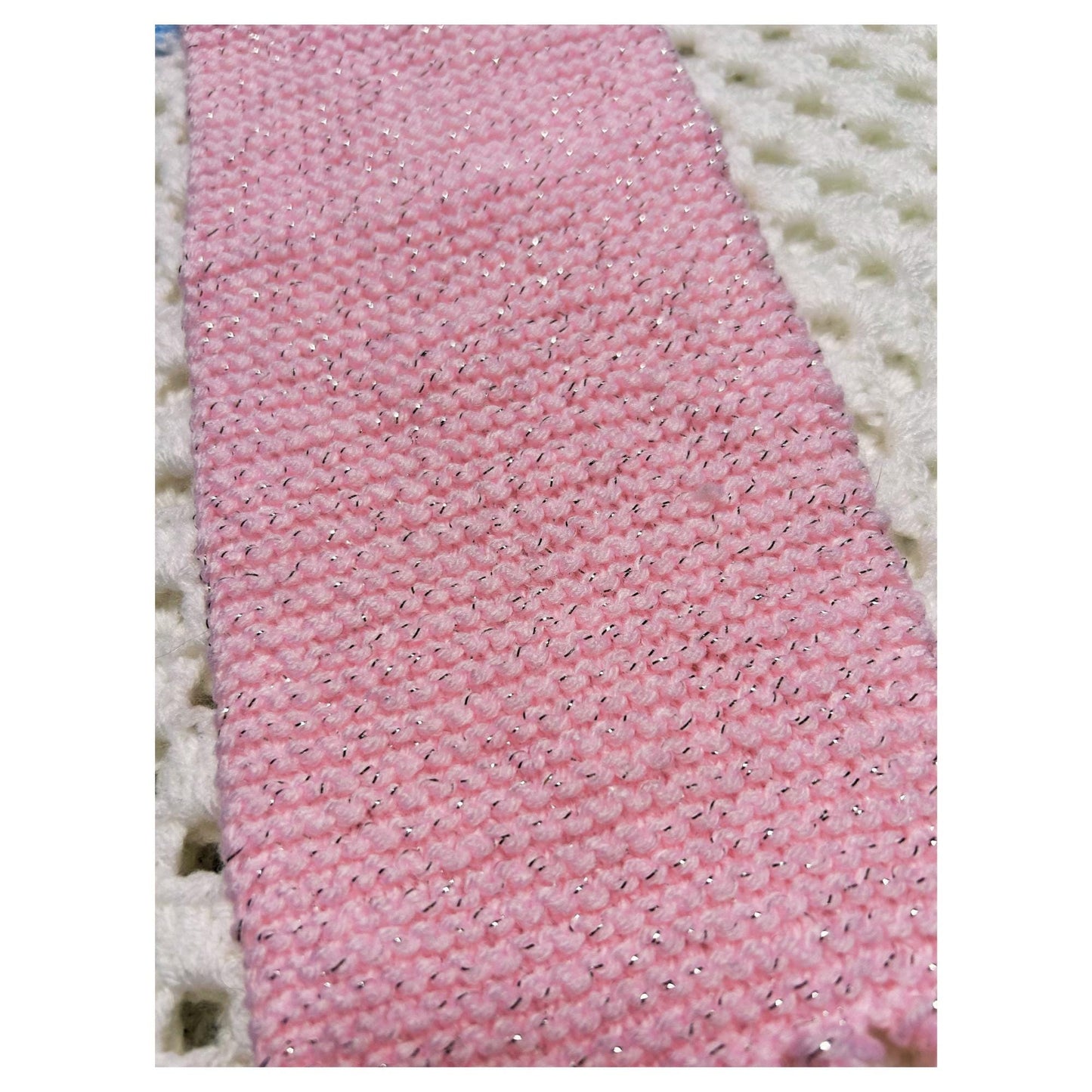 Pastel Pink Sparkly Scarf with Tassel Fringe
