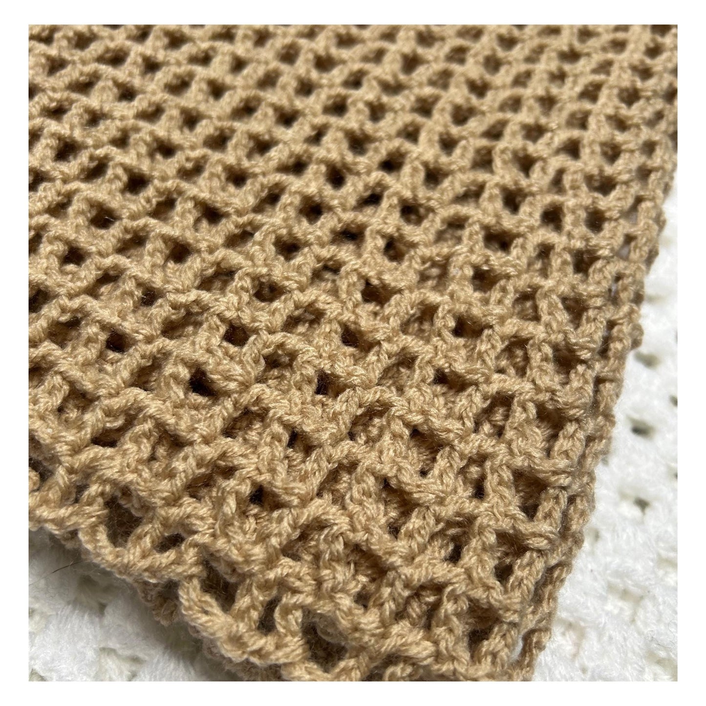 Long Sandy Brown Open Weave Mesh Shawl