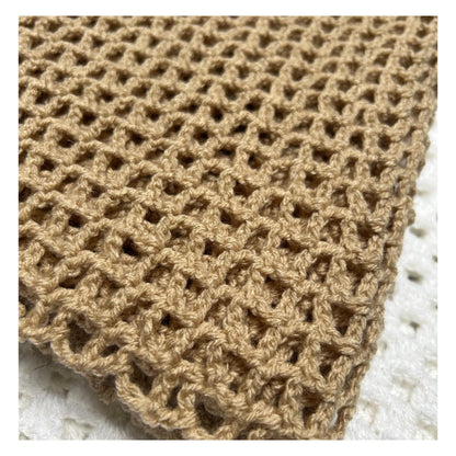 Long Sandy Brown Open Weave Mesh Shawl