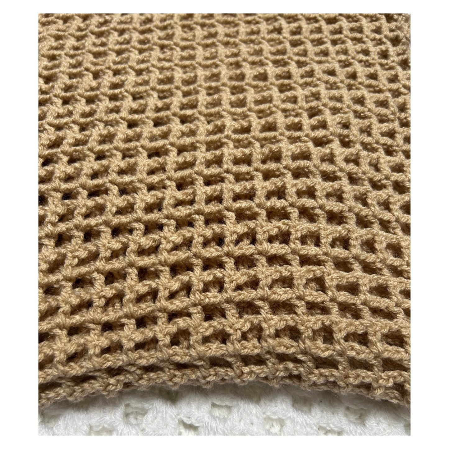 Long Sandy Brown Open Weave Mesh Shawl