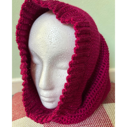 Deep Pink Crocheted Infinity Scarf Cowl