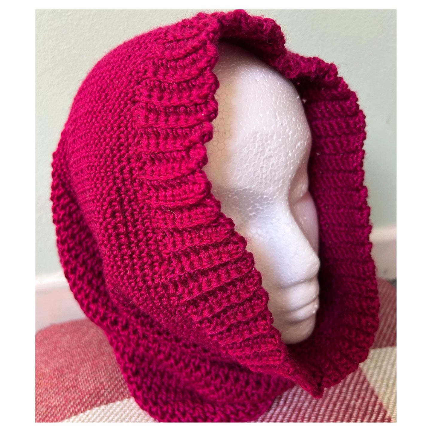 Deep Pink Crocheted Infinity Scarf Cowl