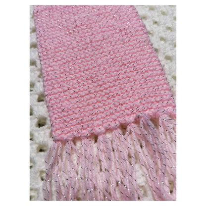 Pastel Pink Sparkly Scarf with Tassel Fringe